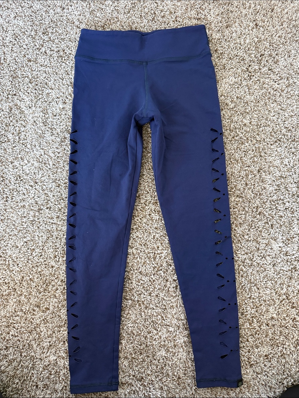 Navy High-Waist Leggings with Side Cutouts